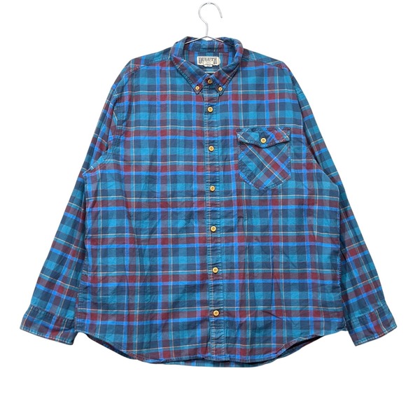 Duluth Trading Co. Other - Duluth Trading Co Flannel Shirt Mens 2XL Blue Maroon Plaid Relaxed Fit